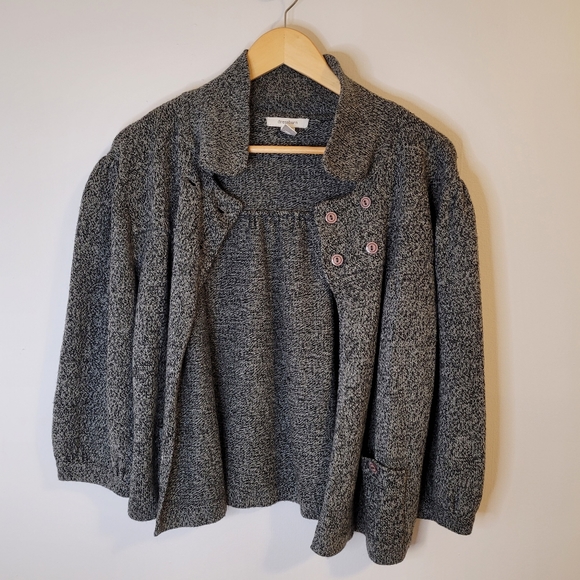 Grey Knit Dress Barn Cardigan (Large) - Picture 3 of 14